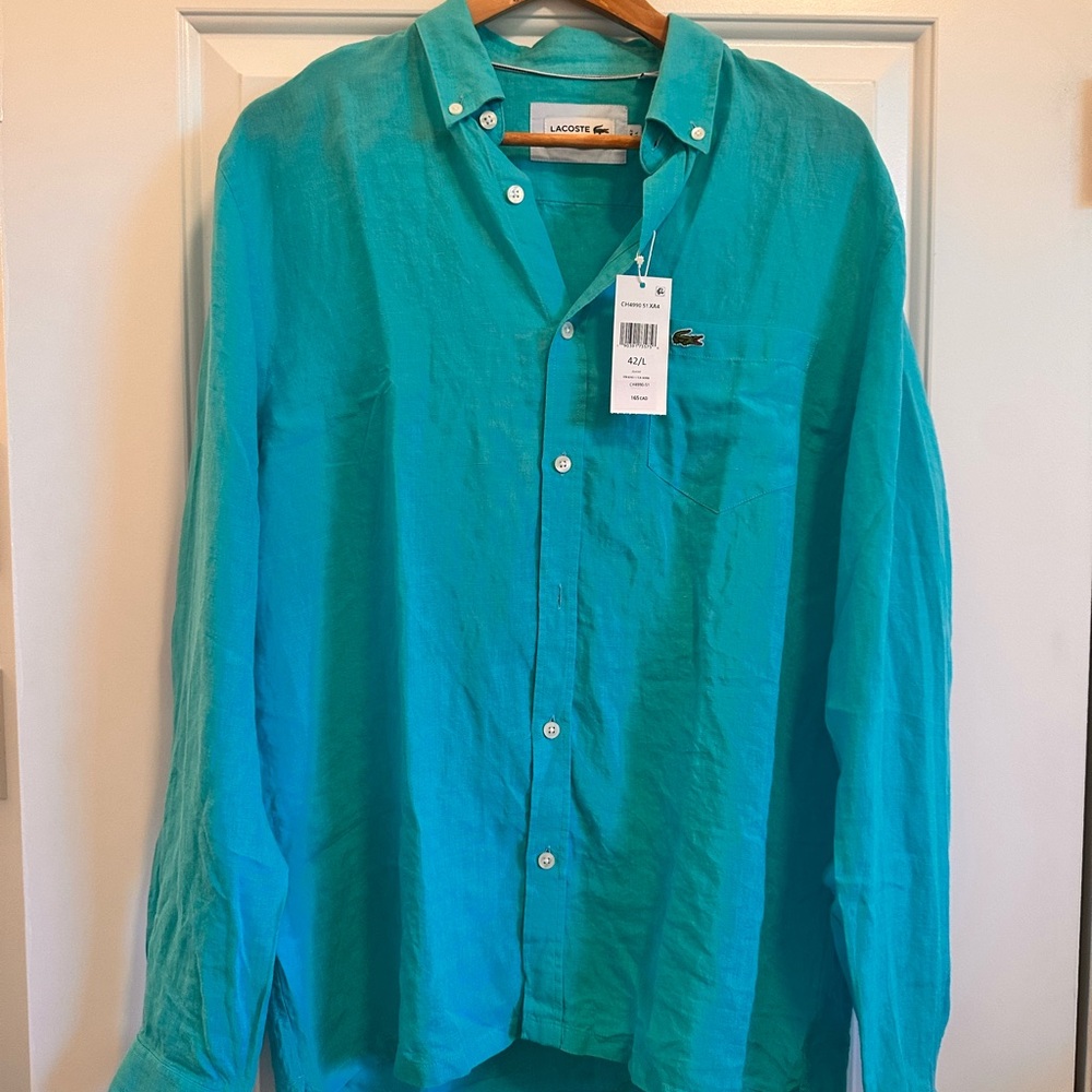 Lacoste Men's Aqua Button Down Shirt